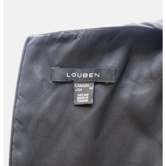 Louben Size 14 Sleeveless Tailored Sheath Dress Black Career Suit - Picture 10 of 11